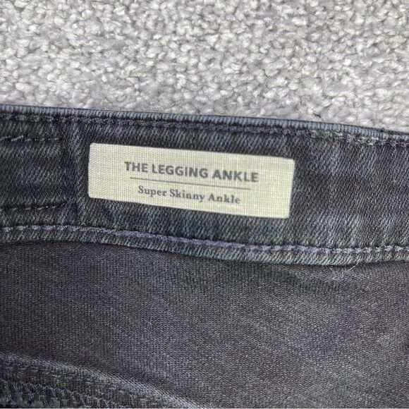 Ag Adriano Goldschmied Jeans Women's 28 Black Super Skinny Ankle Low Rise Ripped - Picture 6 of 13